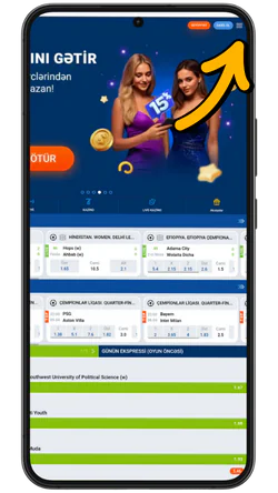 Rəsmi sayta keçid və düyməyə basma Mostbet app